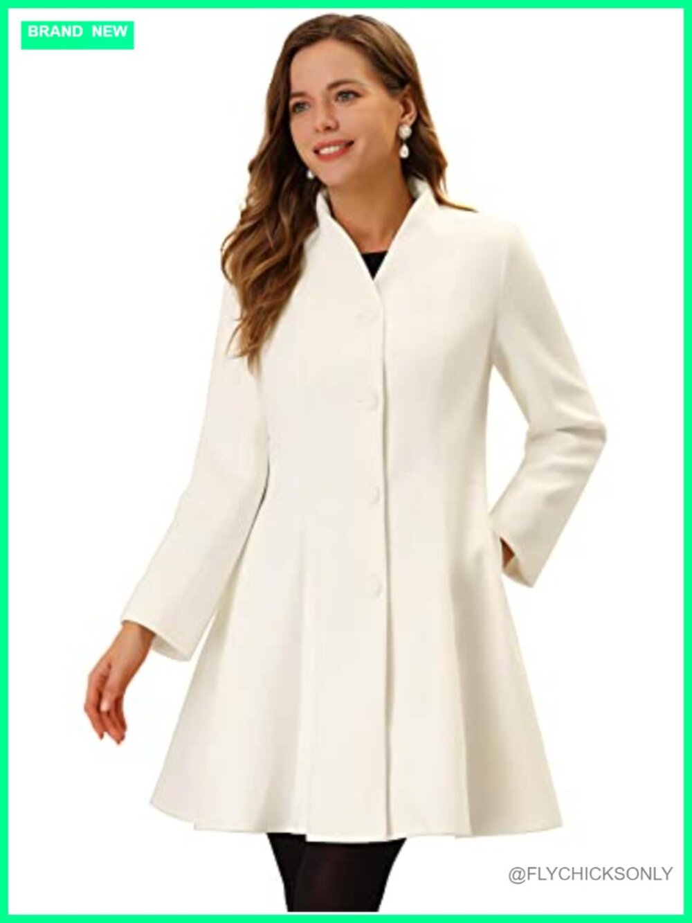 Women's Single Breasted Pea Coat A-Line Mid-Long Winter Overcoat